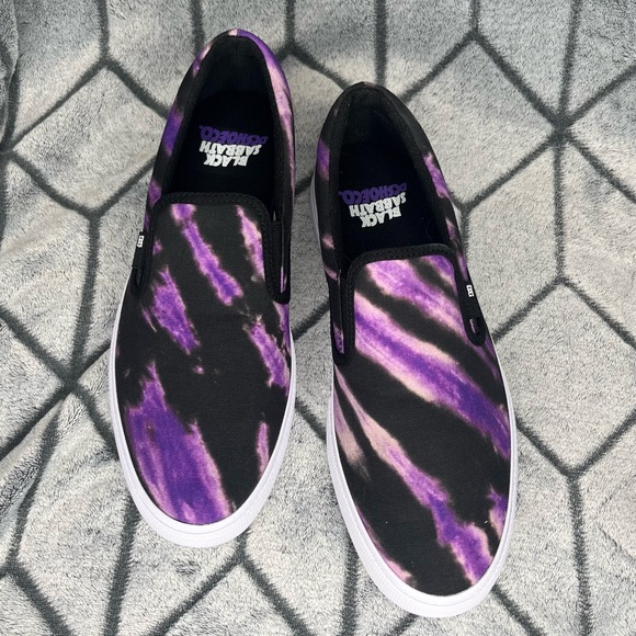 DC x Black Sabbath Skateboard Slip On Purple Tie Dye Sneakers NWT - Picture 4 of 8